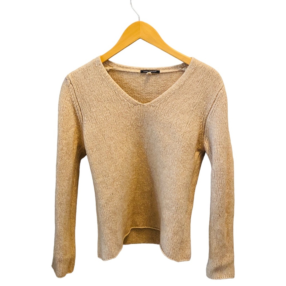 LUISA CERANO Cashmere Wool Blend V Neck Pullover Sweater